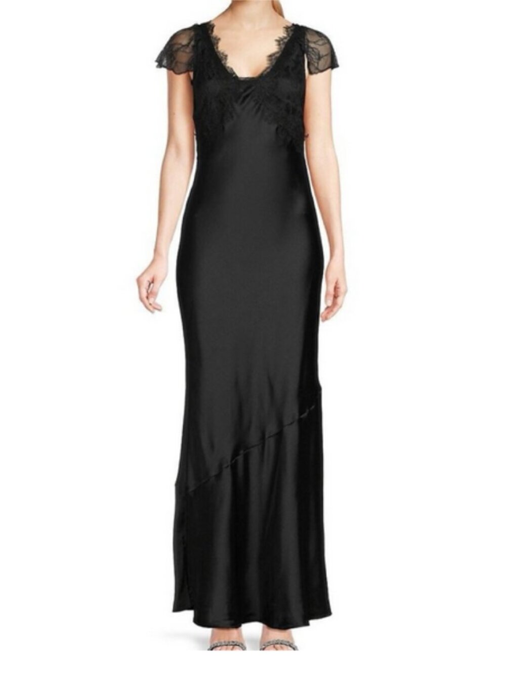 New! WeWoreWhat Lace Midi Slip Dress in Black Size 4